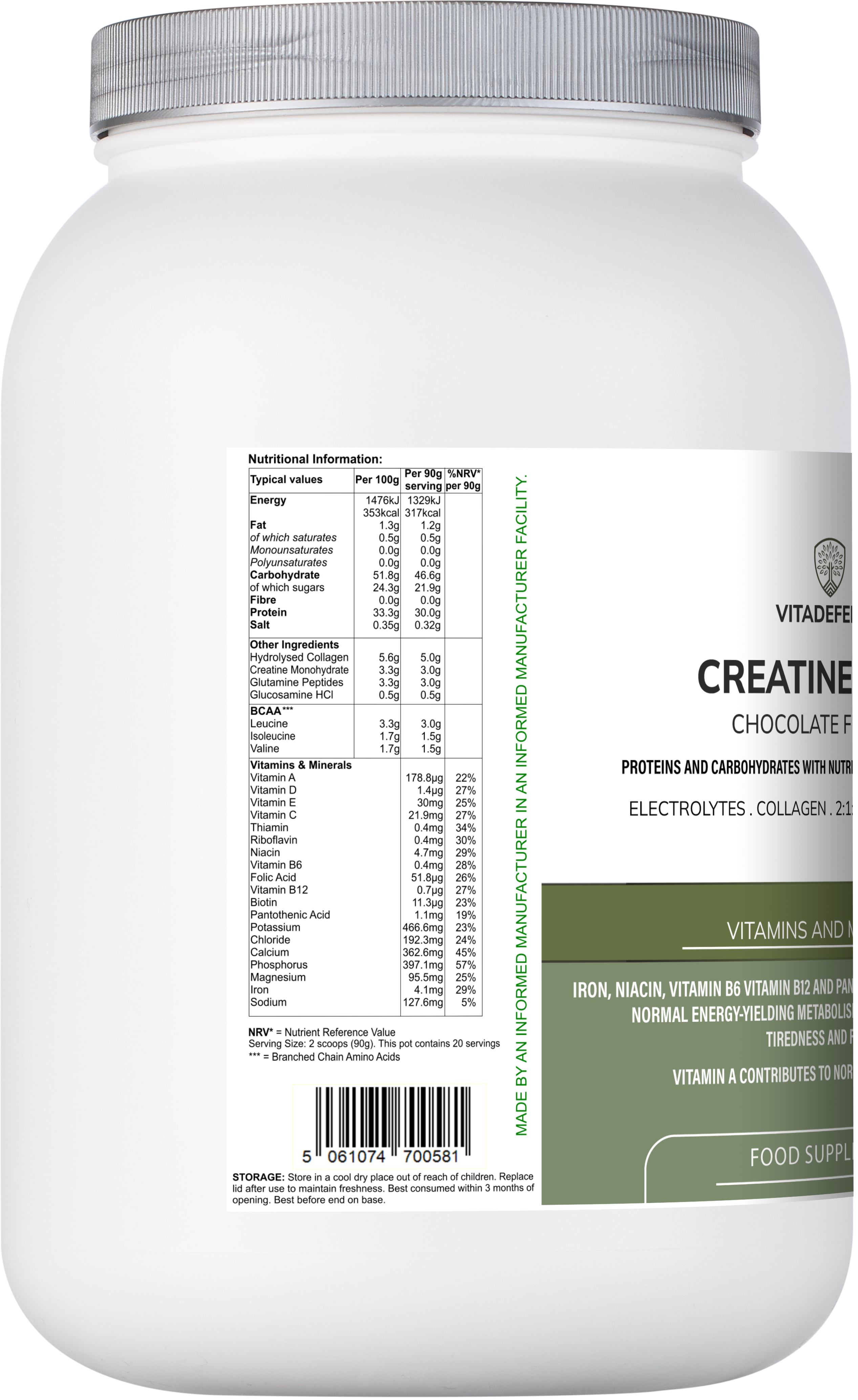 Creatine Multi | Chocolate Flavour Recovery Shake with BCAA, Collagen, Electrolytes, Vitamins & Minerals – 1.8 kg-2