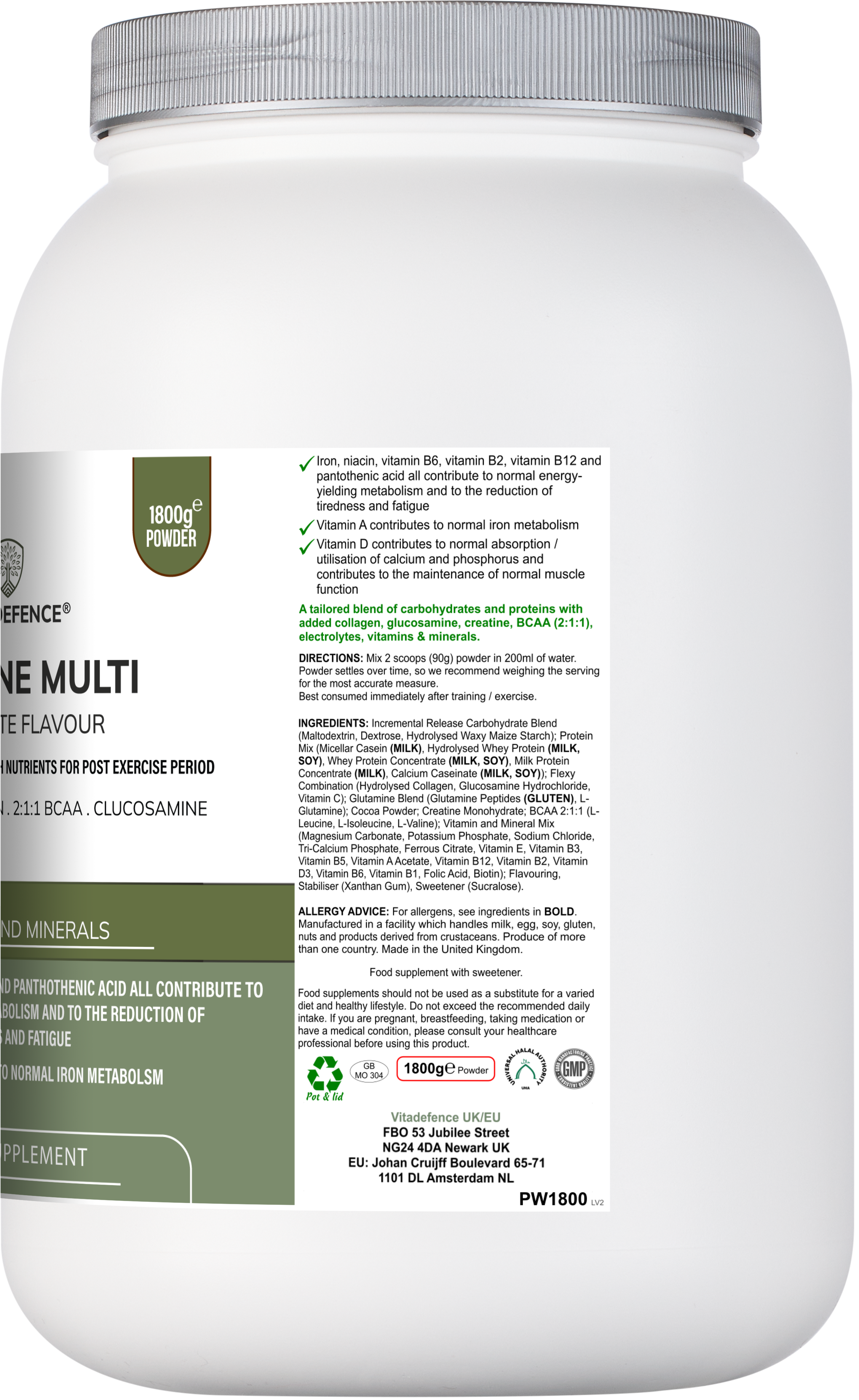 Creatine Multi | Chocolate Flavour Recovery Shake with BCAA, Collagen, Electrolytes, Vitamins & Minerals – 1.8 kg-3