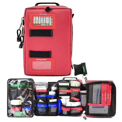 255 pcs First Aid Kit 4 Section Portable Trauma Bag Emergency Medical-0